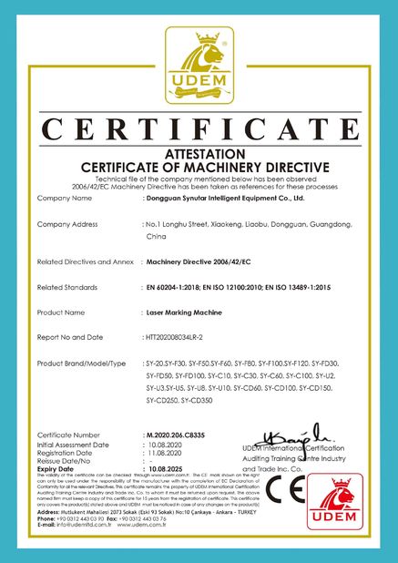 Κίνα Dongguan Synutar Intelligent Equipment Co., Ltd. Πιστοποιήσεις