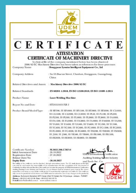 Κίνα Dongguan Synutar Intelligent Equipment Co., Ltd. Πιστοποιήσεις